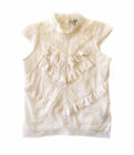 Vintage Guess Jeans Ruffled Lace Trim Ivory Blouse Top Girl’s Sz M (10-12)