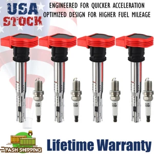 Set of 4 Ignition Coil Pack and Platinum Spark Plug For Audi A4 A5 TT Volkswagen - Picture 1 of 12