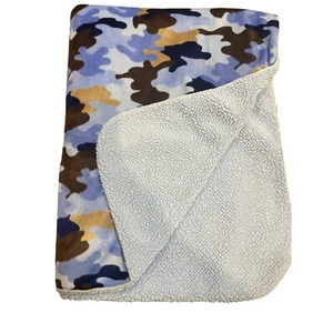 Circo Target Camo Plush Baby Blanket Blue Brown Sherpa Camouflage Lovey Y2k - Picture 1 of 11
