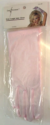 全新未拆封缎面手腕长度手套粉色腿大道风格 2B 成人 均码 — 第 1/4 张图片