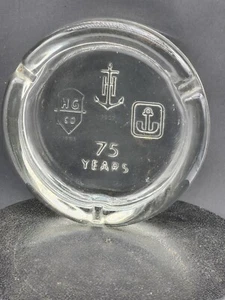 Vintage Anchor Hocking 75 Years Clear Glass Ashtray 5-1/2" HG Co. Advertising - Picture 1 of 2