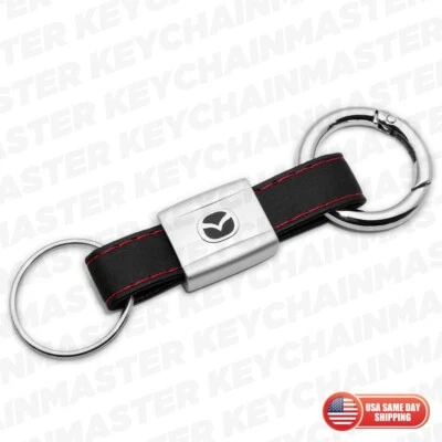 For Mazda Sport Car Home Genuine Leather Keychain Elegant Strap Zinc Key Ring - Image 1 of 3