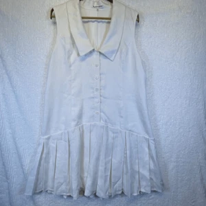 Mini Vestido Reformation Blanco Lino Cuello Sin Mangas Talla 10 - Imagen 1 de 11