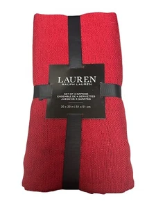 Juego de 4 servilletas de cena Ralph Lauren Holiday rojo cachemir Navidad 20" X 20" NUEVO - Imagen 1 de 2