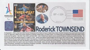 6° Cachets Paris 2024 Paralympics Roderick Townsend T47 High Jump Gold Medal - Picture 1 of 1