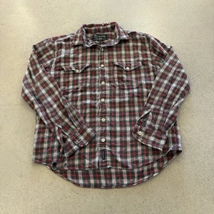VTG Abercrombie & Fitch Shirt M Red Plaid Chamois Flannel 90s Y2K Distressed - Picture 1 of 5