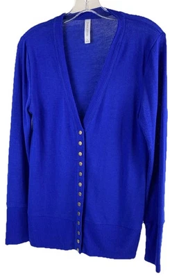 Cárdigan para mujer Zenana Outfitters azul real manga larga suéter talla L Foto 1 de 4