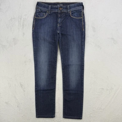 Jeans Armani para mujer tiro medio ajustados elásticos pierna recta azul EE. UU. talla 8 Foto 1 de 4