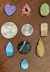 LOT of 10 Stone Pendants - Picture 1 of 9