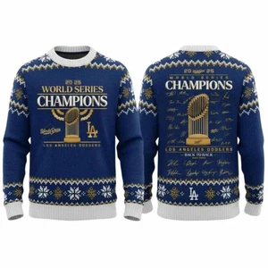 2025 Dodgers Back To Back World Series Signature Ugly Christmas Sweater - Bild 1 von 4