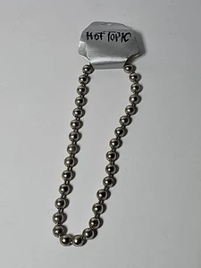 Collar de cuentas de bola de acero inoxidable grande vintage Hot Topic tono plata nuevo con etiquetas - Imagen 1 de 2