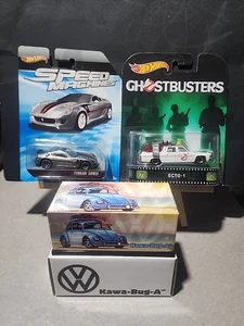 Hot Wheels Lot Of 3  Ferrari 599xx Zamac ,Ghostbusters, Rlc Kawa- Bug-A  - Picture 1 of 22