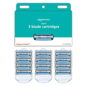 Amazon Basics 3-Klingen Rasierer Nachfüllpackungen für Männer mit Dual 12 Stück (1er Pack)  - Bild 1 von 6