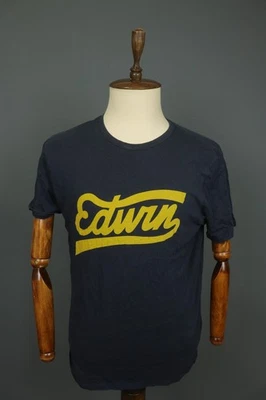 Edwin Navy 100% Cotton Short Sleeve Crew Neck Graphic Logo Pullover Tee Shirt - Image 1 of 4