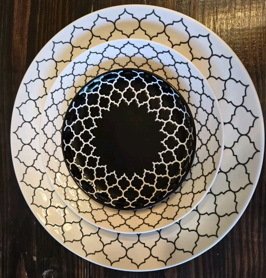 Libbey Samira 3 Piece Serving/Dessert Trays-Black & White Designs - Image 1 of 4