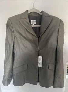 Blazer Donna Armani Collezioni Due Toni Grigio 70% Cashmere Taglia 42 NUOVO CON ETICHETTE - Foto 1 di 5