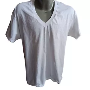 Camiseta vintage para hombre cuello en V puntada única 2XL 90s Hanes en blanco lisa EE. UU. blanca - Imagen 1 de 4