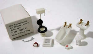 Juego de baño miniatura vintage diorama jardín de hadas - Imagen 1 de 3
