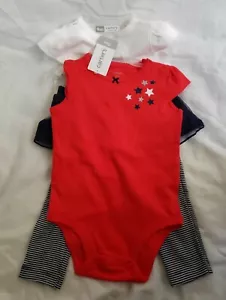 NWT Carters Baby Girl 3-Piece Red & White Bodysuit & Tutu Pant Set Size 9 M - Picture 1 of 4