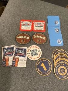 US BEER Coaster, MAT Lot, Sam Adams Gordon Biersch Budweiser Lowenbrau Dust Bowl - Picture 1 of 1