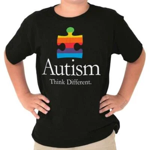 Cool Autism Awareness Puzzle Think Different Youth Crewneck T Shirts Boy or Girl - Picture 1 of 8