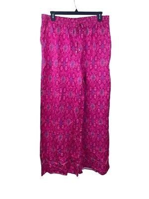 Pantalones Lauren Ralph Lauren Geo-Print Satén Pierna Ancha Fucsia Talla Grande 2X XXL Foto 1 de 4