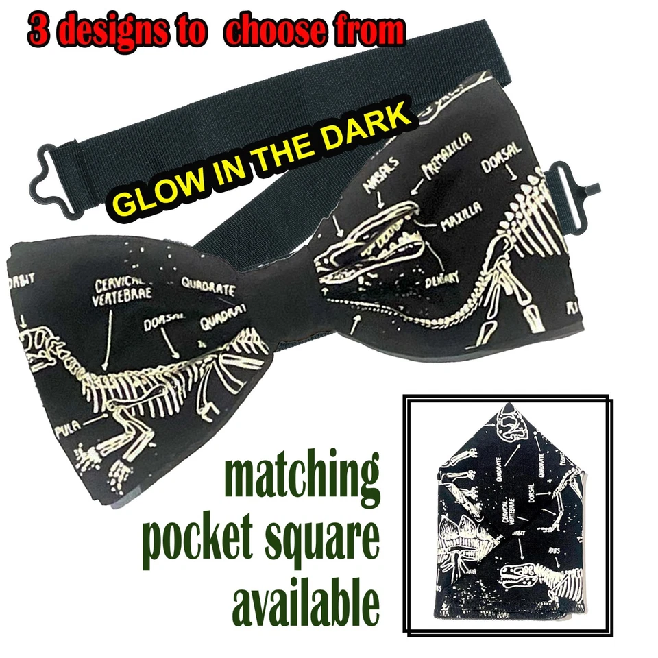 Gravata borboleta dinossauro brilho no escuro e bolso quadrado casamento formatura ano festa de Natal - Imagem 1 de 1
