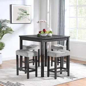 5Pcs Dining Bar Table Chair Set, Industrial Table Set Living Room, Dining Room - Picture 1 of 10