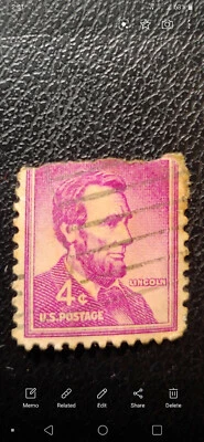 RARE US Abraham Lincoln 4 Cent Stamp 1965 - Image 1 of 2