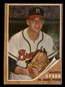1962 Topps Set-Break #100 Warren Spahn VGEX CREASE FREE - Picture 1 of 2