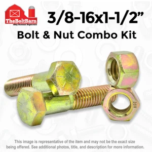 (675) Bulloni viti a tappo esagonale 3/8-16 x 1-1/2" GRADO 8 con dadi esagonali finiti 3/8x1-1/2 - Foto 1 di 3