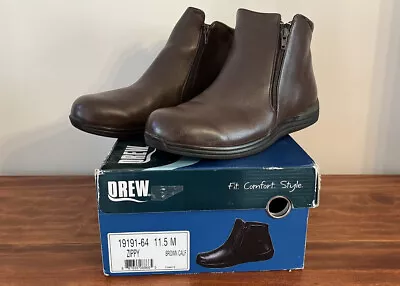 Drew Zippy Brown Calf Leather Womens Boots Size 11.5 M NIB - Image 1 of 4