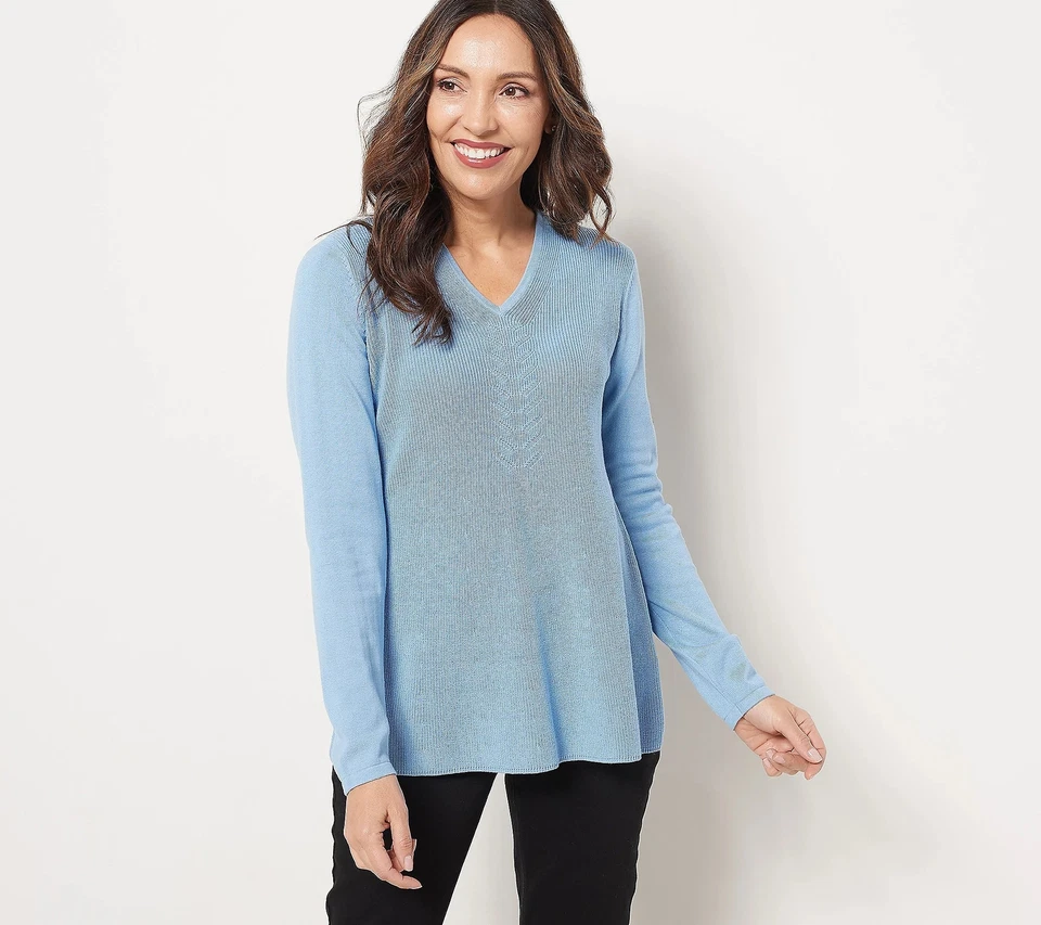 Isaac Mizrahi Live! Suéter Coctelera Cuello en V Azul Horizon XS Nuevo Foto 1 de 1