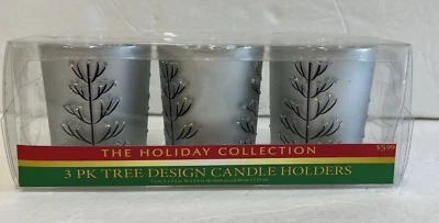 Juego de 3 Candelabros de Vidrio The Holiday Collection Árboles Plata Negro Brillo Foto 1 de 4