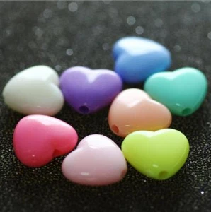 100pcs Acrylic Heart-shape Beads DIY Baby Pacifier chain Jewelry Accessories 8mm - Picture 1 of 12
