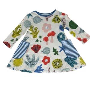 Mini Boden Sea Print Dress size 7-8 Years Striped Pockets Stains - Picture 1 of 11