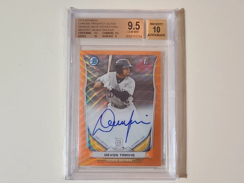 Bowman 2014 cromo naranja onda refractor Devon Travis/5 (BGS 9,5) automático 10 Foto 1 de 3