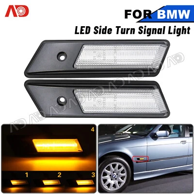 2X For 1992-1996 BMW E36 Sequential Amber LED Side Fender Signal Indicator Lamp - Изображение 1 из 4