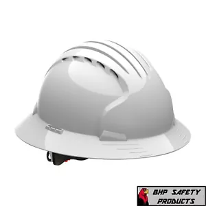 Evolution Deluxe 6161 Vented Full Brim Hard Hat w/ 6 Pt Ratchet Adjustment White - Picture 1 of 4