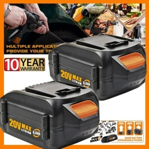 2PACK For Worx 20V PowerShare 6.0 Ah Battery WA3575 WA3520 WA3675 WA3674 20 Volt - Picture 1 of 15