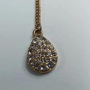 Goldfarbene Lariat Halskette mit Tropfen Strass Anhänger - Bild 1 von 4