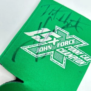 John Force Brittany Force Robert Hight Autographed NHRA Koozie 15x Champion - Picture 1 of 5