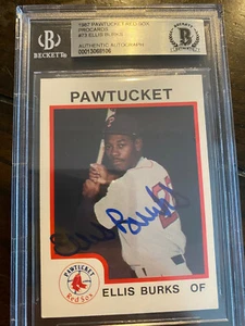 Ellis Burks Signed 1987 Pawtucket Red Sox #73 Boston Red Sox Auto RC Beckett BA - Picture 1 of 1