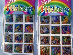 LASER STAMP STICKERS LOT OF 24 CARDS CARNIVALS, PARTY TOYS, FAVORS, VENDING TOYS - Picture 1 of 4
