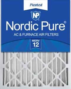 Nordic Pure 20x20x4 (3 5/8) Pleated MERV 12 Air Filter 1 Pack - Picture 1 of 6