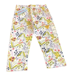 Girls White Floral Cotton Capri Leggings, Small (6/6x) A1 - Picture 1 of 1