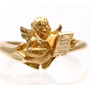 Carrera y Carrera Writing Angel 18k Yellow Gold Ring Size US8.0 - Picture 1 of 9