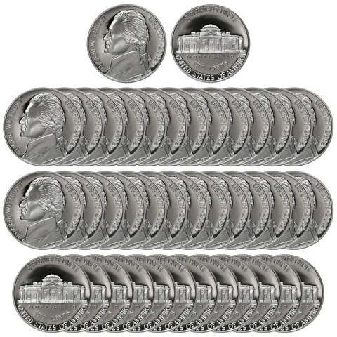 2002 S Jefferson Nickel Gem Deep Cameo Proof Roll 40 US Coins Cover