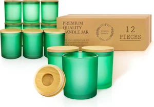 12 Pack Glass Candle Jars for Making Candles, 10 OZ Empty Candle Tins with Bambo - Picture 1 of 7