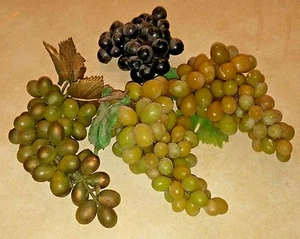 Vintage Mid Century weiche Trauben Cluster grün lila groß Obst Dekor künstlich - Bild 1 von 5
